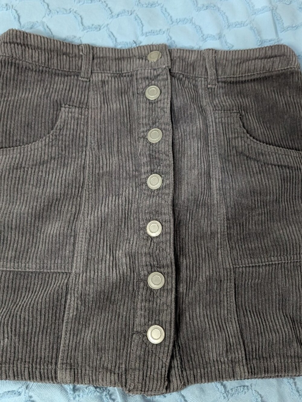 Peach Love California Brown Corduroy Button-Front Mini Skirt